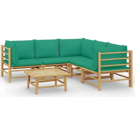 Maison Exclusive - Set Salotto da Giardino 6pz con Cuscini Verdi Bambù