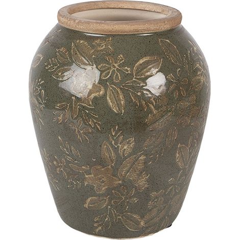 Vase céramique vert brun 15x18x18cm