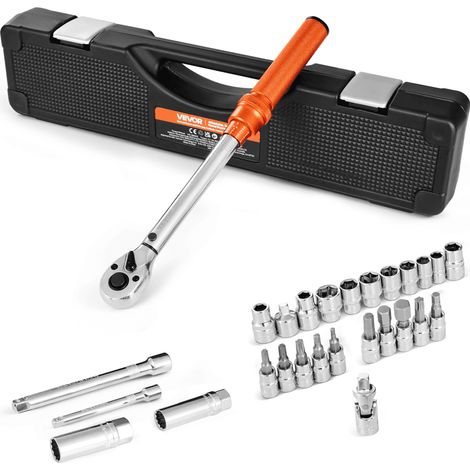 Clé Dynamométrique 3/8 5-60 Nm Précision ±3% Cliquet Bidirectionnel 72 Dents avec Coffret Douilles et Embouts (1/5)