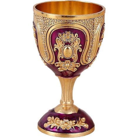 Verre à vin portable, cadeau d'anniversaire facile à nettoyer, ornement, tasse à vin, gobelet pour la maison, accessoires de cuisine et de voyage-Gold Purple (1/5)