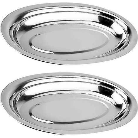 Lot de 2 plats en céramique, plateau de service en métal, bac à vapeur, moule à gâteau rond, plat à poisson, plateau à fruits (1/5)