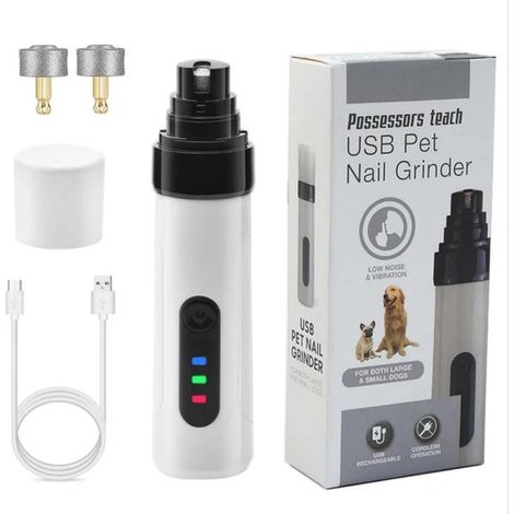 Lime à ongles Silent Groom Pro pour chiens et chats, avec têtes de meulage remplaçables et chargement USB rapide (2 têtes de rechange incluses). (1/5)