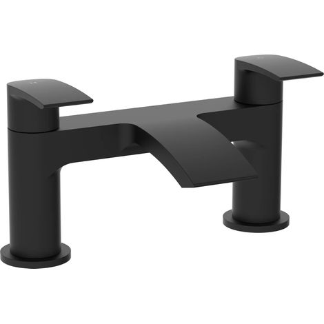 Amelia Matt Black Curved Modern Style Bath Filler Mixer Tap Including Bath Waste (1/3)