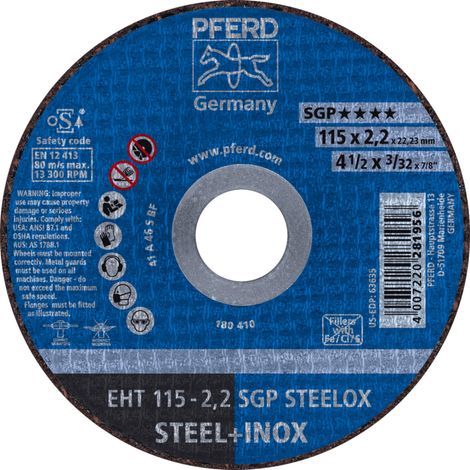 PFERD TOOLS Trennscheibe EHT 115x2,2x22,23 mm gerade Speziallinie SGP STEELOX für Stahl/Edelstahl 25 Stk