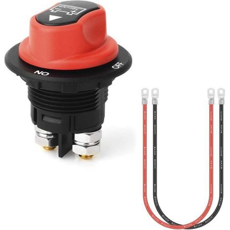 Interrupteur de batterie 12V 100 32vdc max mini avec 8awg câble 50cm on-off batterie isolement interrupteur rotatif pour moto Marine (1/2)