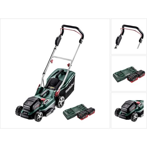 Metabo RM 36-18 LTX BL 36 Akku Rasenmäher 36 V ( 2x 18 V ) LTX Brushless + 2x Akku 5,5 Ah + Doppelladegerät