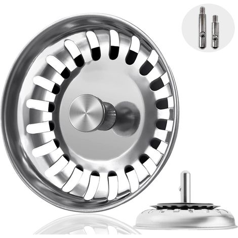 Bonde d'évier - 80 mm - En acier inoxydable - Universel - Convient comme pièce de rechange pour éviers Blanco