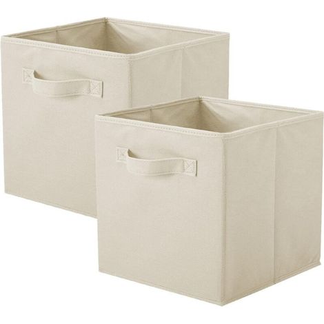 Bacs de rangement, cubes de rangement pliables en tissu et tiroir de rangement en tissu pour placard et rangement de jouets, lot de 2 (beige)