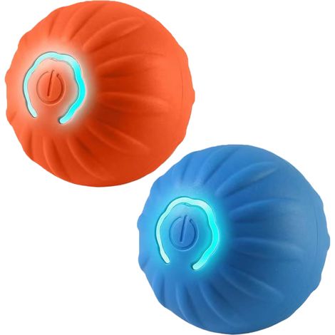 Set di 2 palline per cani elastiche e vibranti con movimento automatico (blu + arancione)