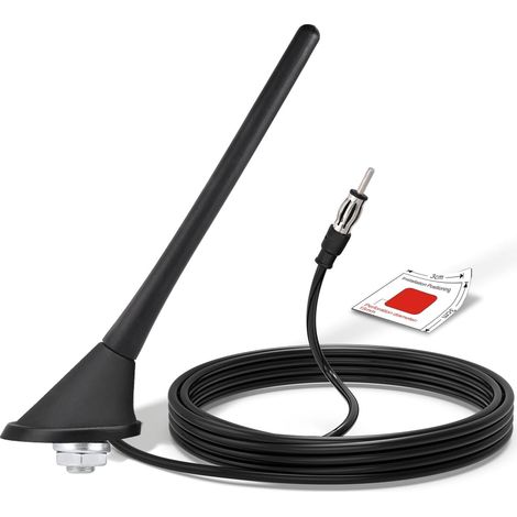 Antenne Radio Voiture, Antenne FM/AM Universelle Montage sur Toit avec Socle de Montage, Câble 5M, Connecteur Fiche DIN pour Récepteur d'unité Principale Stéréo Voiture Camion SUV (1/5)