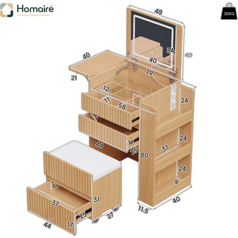 Flur- Garderobenschrank natur aus MDF 79 x 40 x 120 cm HOMAIRE (1/5)