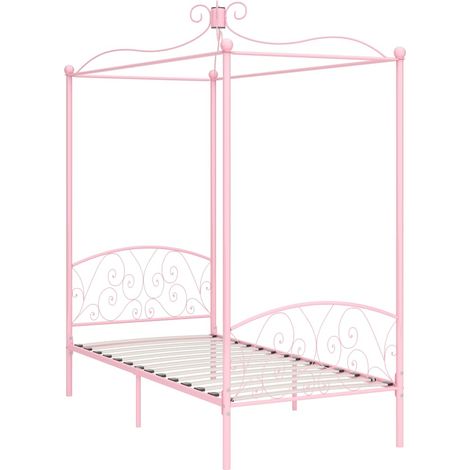 Maison Exclusive - Letto a Baldacchino Rosa in Metallo 90x200 cm (1/5)