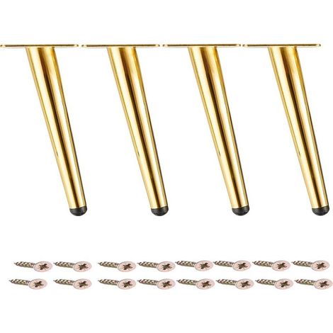 Pieds de table en métal, pieds de canapé inclinés, pour régler la hauteur de la table, doré, lot de 4, 12 cm (1/5)