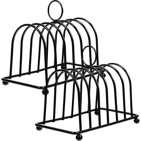 Lot de 2 Supports à pain, métal, structure ajourée, rangement vertical, cuisine, petit-déjeuner (1/5)