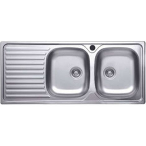 Lavello Inox 2 Vasche Sx + Gocciolatoio Dx 120 Cm