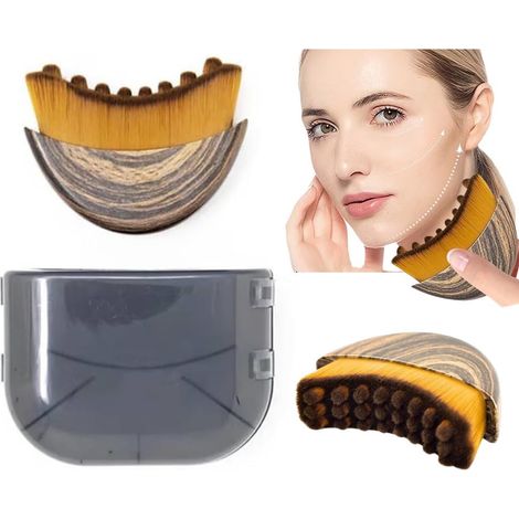 Facial lymphatic contour massage brush - reduces swelling, detoxifies, lifts and firms, improves skin radiance and absorption (2-pack)