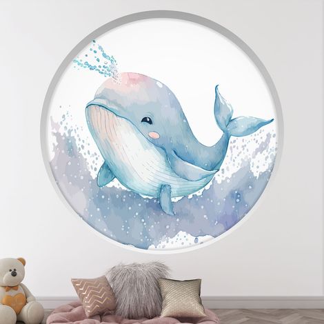 Stickers Trompe l'oeil Arche ronde Enfants - Baleine - Diamètre 40 cm (1/4)