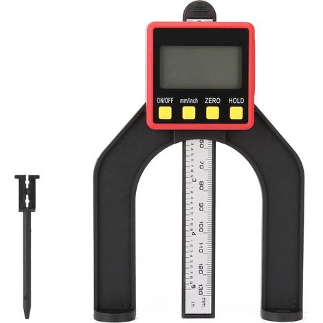 [NUNCA USADO]Medidor de profundidad de madera con pantalla digital LCD de 0-80 mm y 0,01 mm, altímetro, regla para carpintería, herramienta de medición digital con patas magnéticas. (1/5)