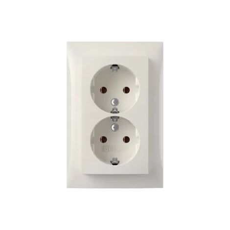 Berker SCHUKO-Doppelsteckdose Abdeckpl. pws-glanz 47748989 (1/2)