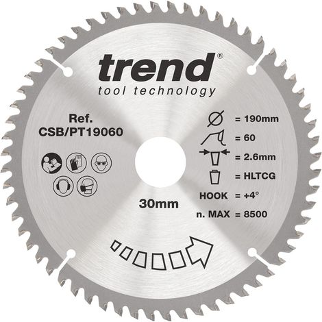 Lame de scie circulaire stratifié/HPL 190 mm, alésage 30, 60T TCT (1/5)
