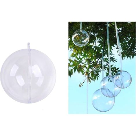 Bardusch-20 boules plastique transparentes 9x9 cm acrylique, suspension remplissable fête Noël (1/3)