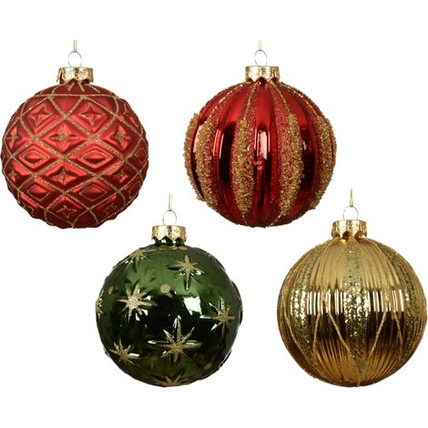 pallina di natale in vetro mix lucido/opaco D 10 cm colori modello assortito Peraga Christmas