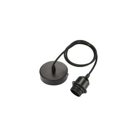 Suspension E27 avec câble textile réglable 100cm – Douille E27 compatible abat-jour – Puissance 60W – Tension 220-240V – Noir (1/5)