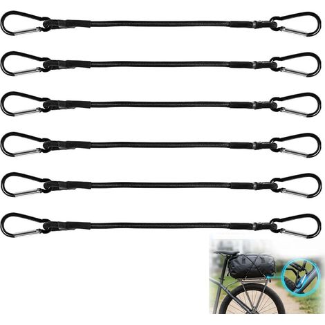 Tendeurs Élastiques avec Mousqueton, Sandows Robustes pour Camping et Transport, Corde Élastique de Fixation pour Bâches, Bagages, Vélo et Moto, 30 cm x 6 mm. (1/5)