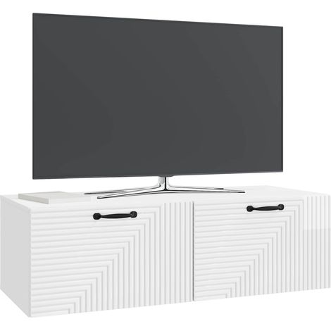 Maison Exclusive - Wandmontierter TV-Schrank Hochglanz Weiß 98 x