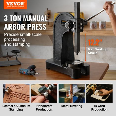 Presse à Crémaillère, Presse à Arbre Manuelle de 3 Tonnes, Hauteur Maximale de 310 mm, Presse de Bureau Manuelle en Fonte, Presse M… (1/5)