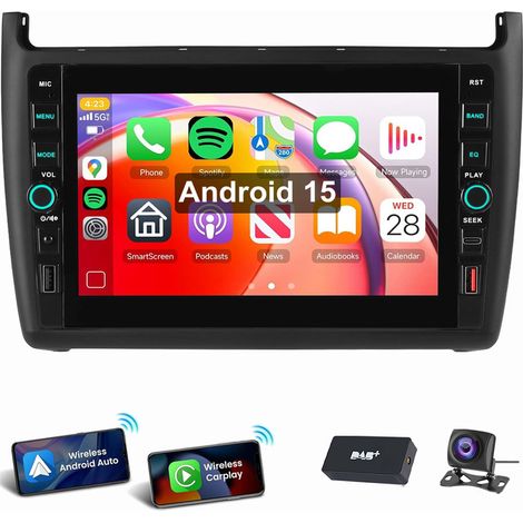Android 15 Carplay GPS Pour VW Polo 6R 6C 2009-2017 Autoradio GPS Bluetooth 4+64G DAB CAM