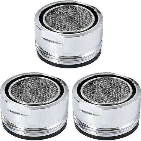 Set mit 3 Wasserhahn-Luftsprudlern, Spülbecken-Wasserhahnfiltern, Edelstahl-Spülbeckensieben als Ersatzteile für Küchen- und Badezimmerarmaturen – Silber (Durchmesser) (1/5)