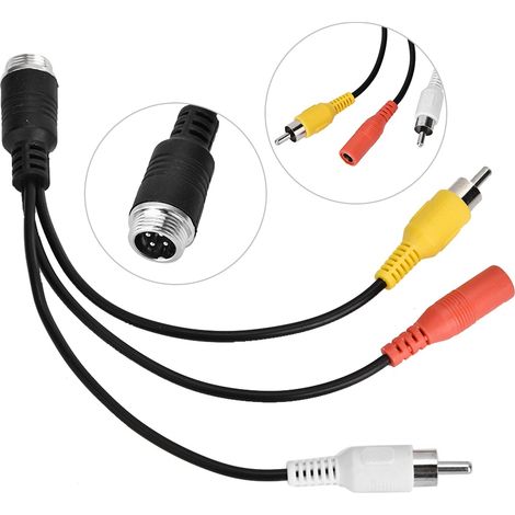 Câble de prolongation pour caméra de recul auto, connecteur mâle vers entrée AV et DC femelle pour écran (1/5)