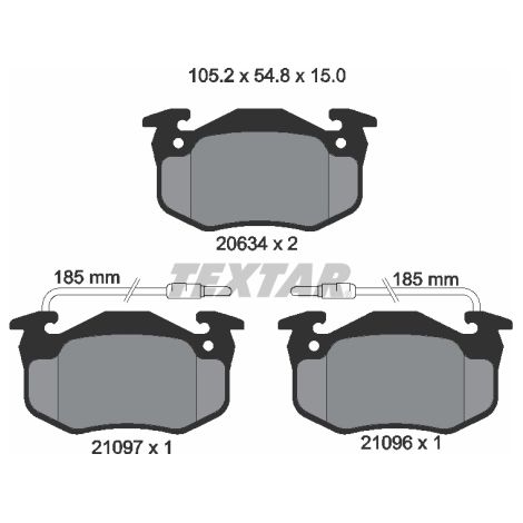 Kit de plaquettes de frein, frein à disque Textar 2109601 PEUGEOT 7701202213