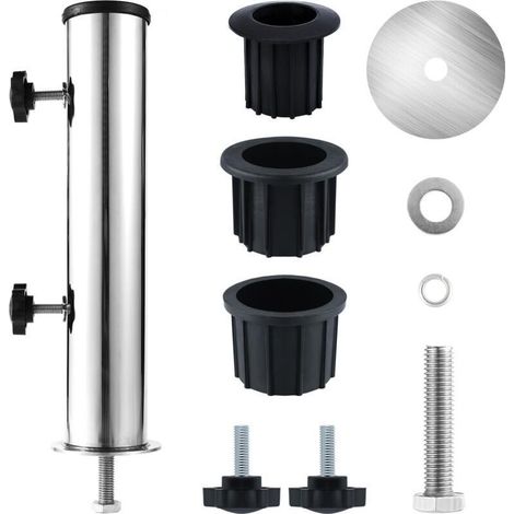 Set di tubi per palo ombrellone, supporto per ombrello all'aperto, adatto per il giardino all'aperto (argento e nero) (1/5)