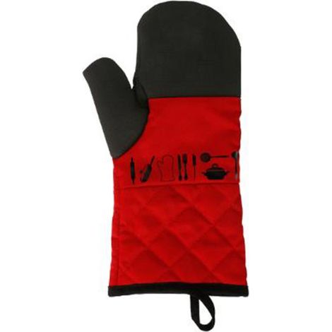 Gant de Cuisine Néoprène "Pix" 31cm Noir & Rouge