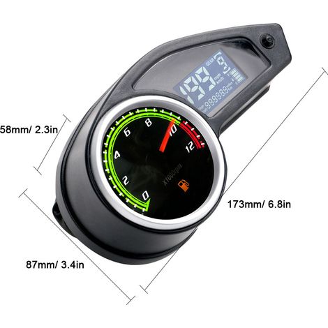 Compteur de vitesse pour moto, odomètre numérique LCD, tachymètre, cadran de carburant, accessoire universel modifié (1/5)