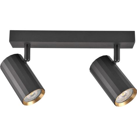 Plafonnier/applique 2 spots GU10 noir/or aluminium Nicea Polux (1/5)