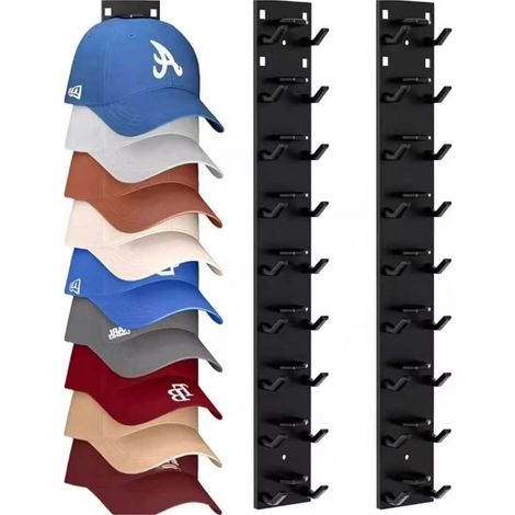 Porte-casquette, support mural pour casquettes et chapeaux, 2 pièces support stable pour le rangement des chapeaux, étagère à chapeaux pratique avec crochet, organisateur de casquette pour (1/5)