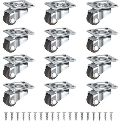 12 kleine 12-mm-Gummirollen für Möbel, kleine Feststellrollen, Möbelrollen, Minirollen, für Möbel, Haushaltsgeräte, Werkzeugkästen (1/5)