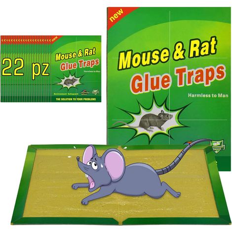 22-teiliges Set Klebefallen für Mäuse und Ratten, Mausefallen, Anti-Maus- und Ratten-Klebeplatten, leistungsstarke Mause- und Rattenfalle, effektiv für den Innen- und Außenbereich (1/5)