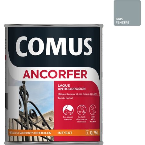ANCORFER BRILLANT 0.75L Gris fenêtre - Peinture-laque antirouille pour métaux et autres supports - COMUS (1/5)