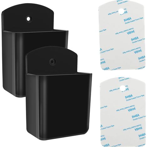 Lot de 2 Supports télécommande, Auto-adhésifs, Plastique ABS, Noir, Pour Salon et Bureau