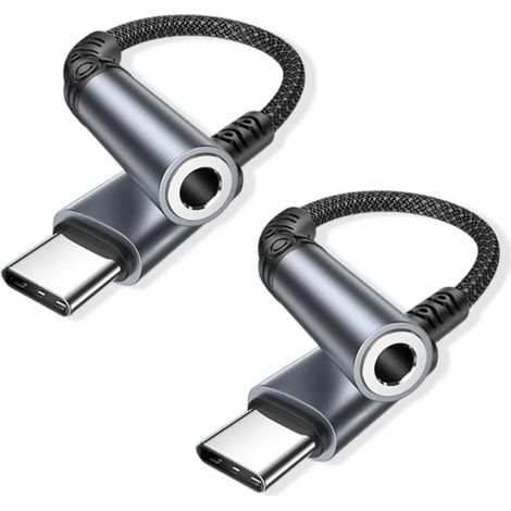 Adaptateur USB C Jack de Casque 3,5mm (0,12m,Lot de 2), Adaptateur Écouteur USB C Jack 3,5mm,Audio AUX Adaptateur Jack iPhone USB C avec DAC pour iPhone 16/15,Galaxy S24 S22,P60/50,Pixel,iPad,Huawei (1/5)