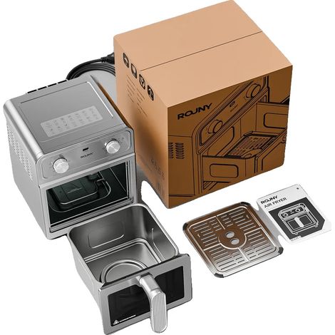 Freidora de aire, capacidad de 6,5 L, potencia de 1700 W, color plata, 220 V. (1/2)