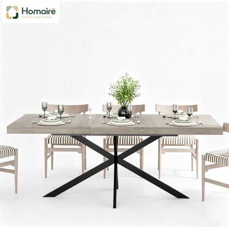 Table à manger extensible, grise, en gris 180 x 80 x 76 cm HOMAIRE (1/5)