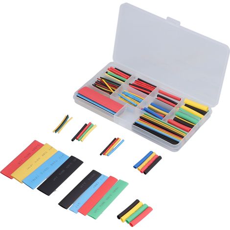Kit de 164 gaines thermorétractables en polyoléfine pour câbles électriques (assortiment de manchons isolants). (1/5)