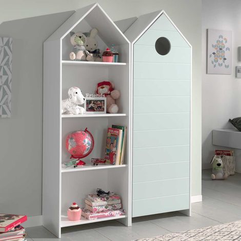 Armoire 2 pièces Casami - 115x37x172 cm - Blanc/vert menthe