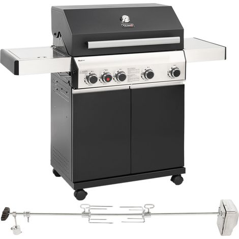 TAINO BLACK 4+1 Set mit Drehspieß Gasgrill Rotisserie mit Motor 4 Brenner Keramik-Sear Zone elektrischer Fleischspieß Grillwagen (1/5)