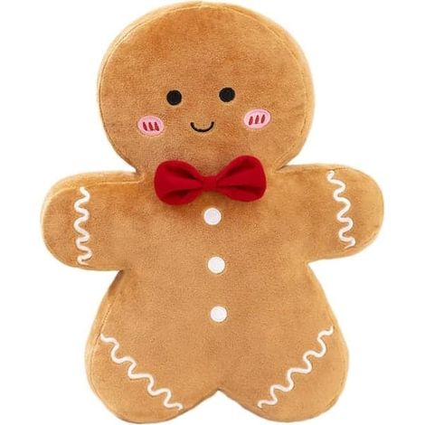 Coussin Bonhomme en Pain d'Épices, Maison en Pain d'Épices, Bonhomme en Pain d'Épices en Peluche de 38 cm, Coussin en Forme de Bonhomme en Pain d'Épices, Décoration Créative Bonhomme en Pain d'Épices, (1/4)